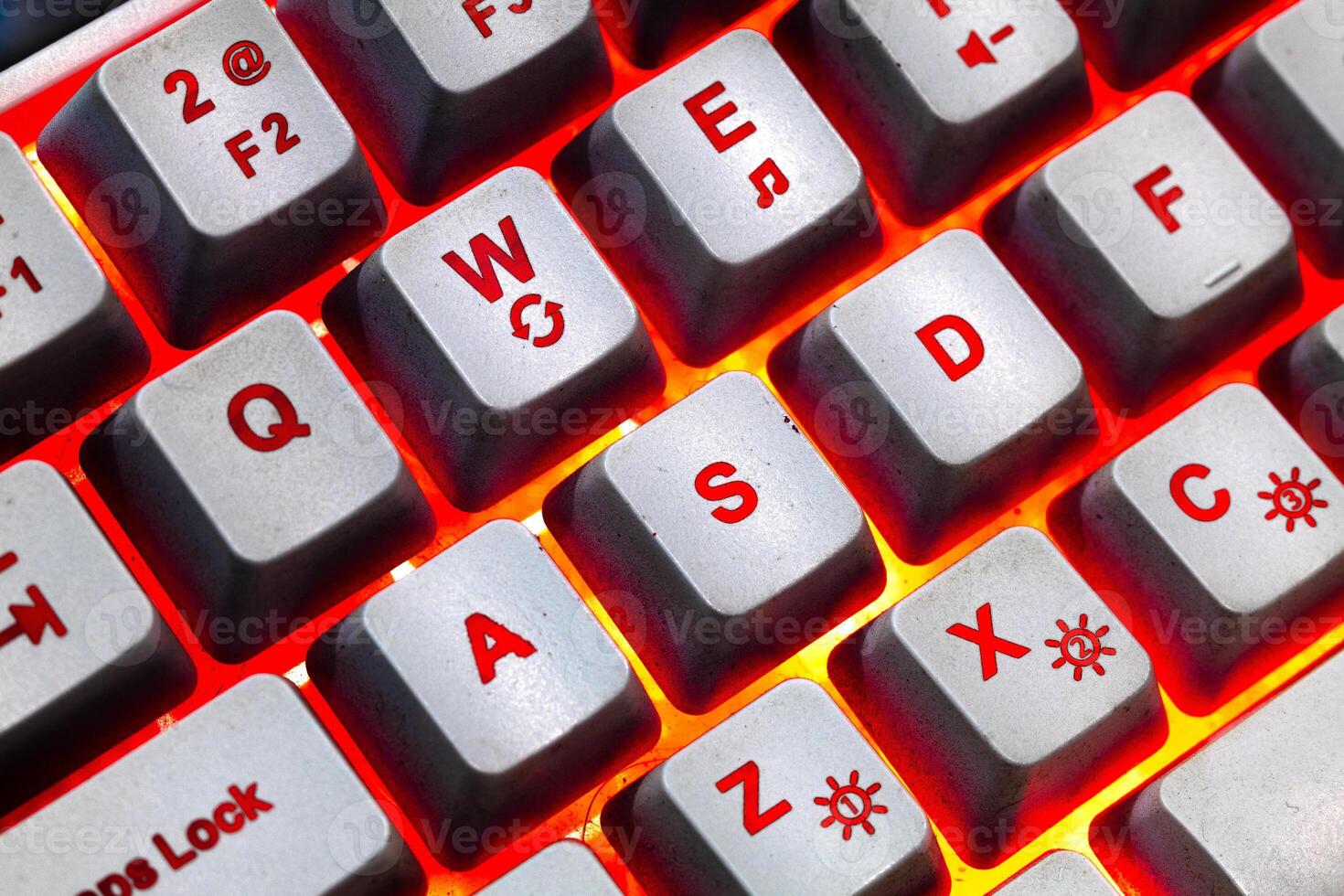 RGB Keyboard in close up. WASD Keys. photo