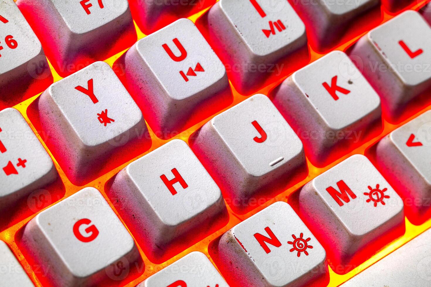 bright yellow red keyboard in macro photo