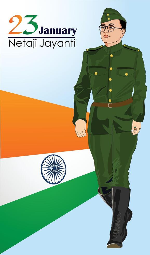 Nataji subhas Chandra Bose post for 23january vector