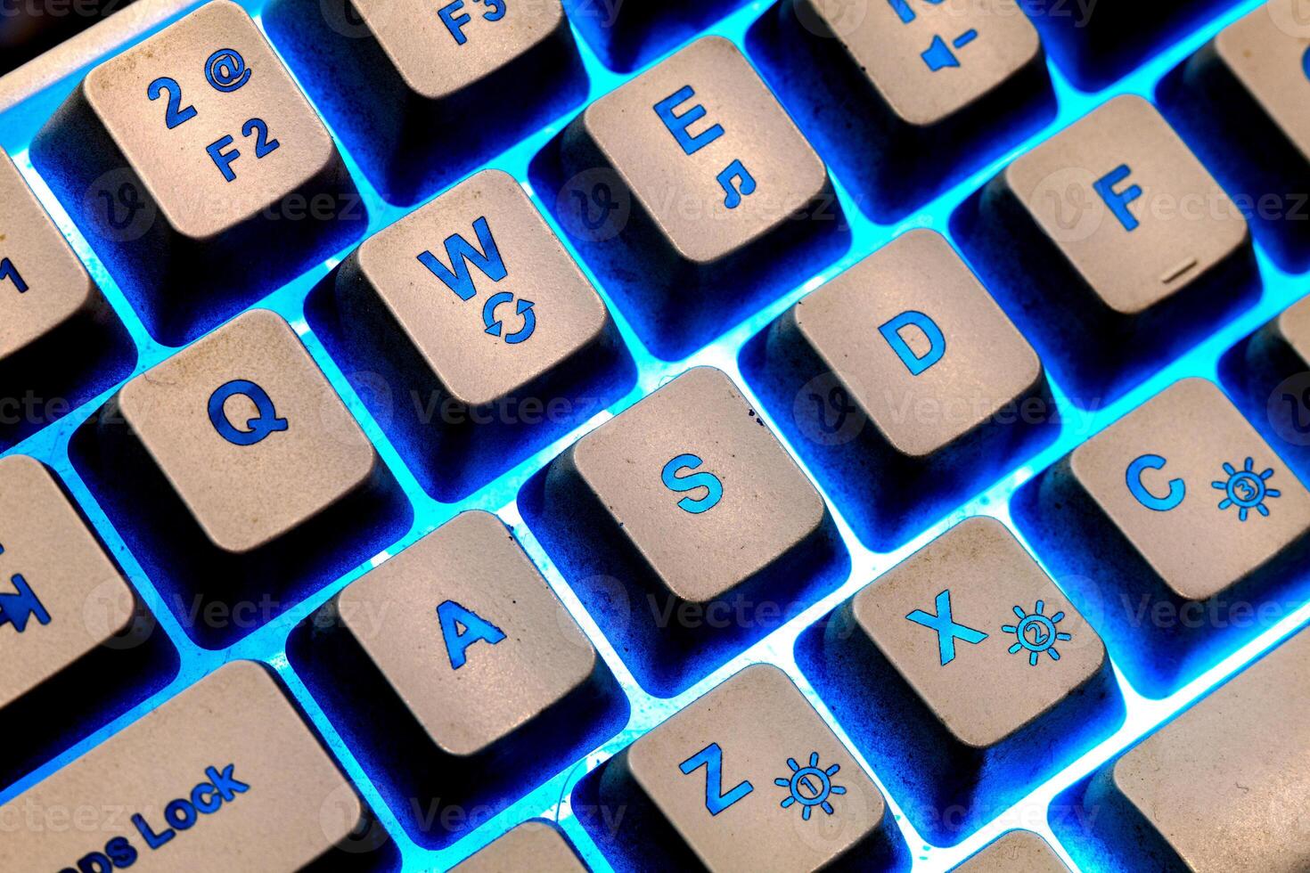 Bright green rgb Keyboard, WASD Button. photo