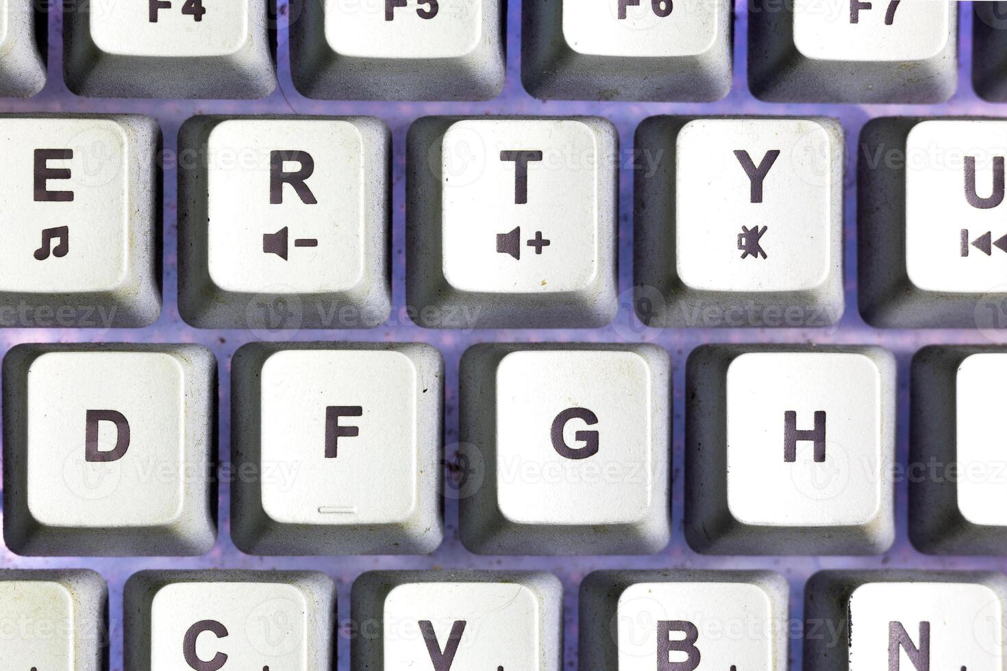 Close up photo keyboard key with white ambience light