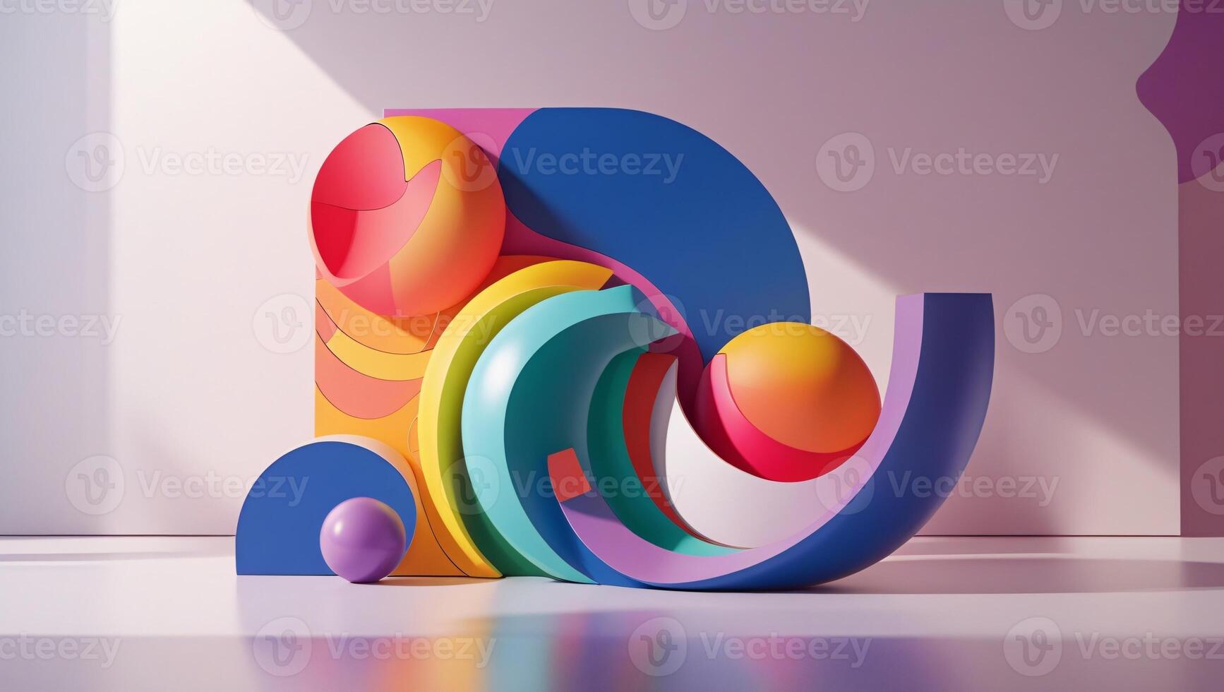 Colorful Abstract 3D Geometric Composition photo