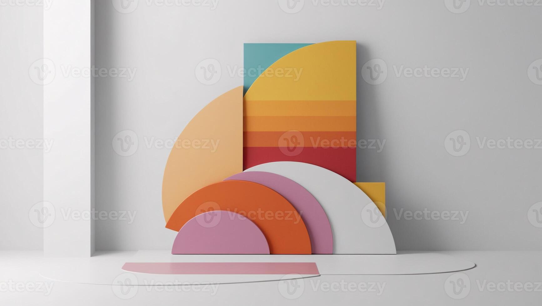 Abstract Geometric Composition with Pastel and Vibrant Colors photo