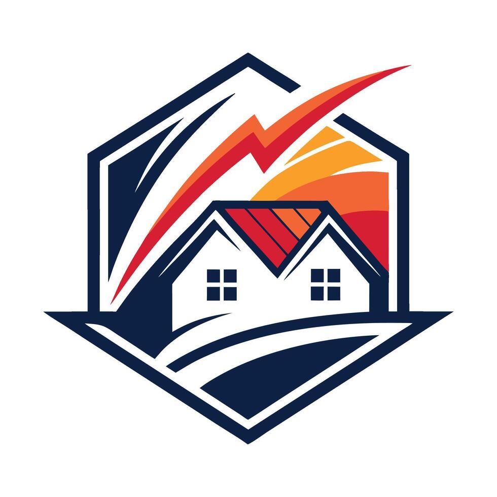 Logo design for real estate company, a house with lightning bolt on it vector