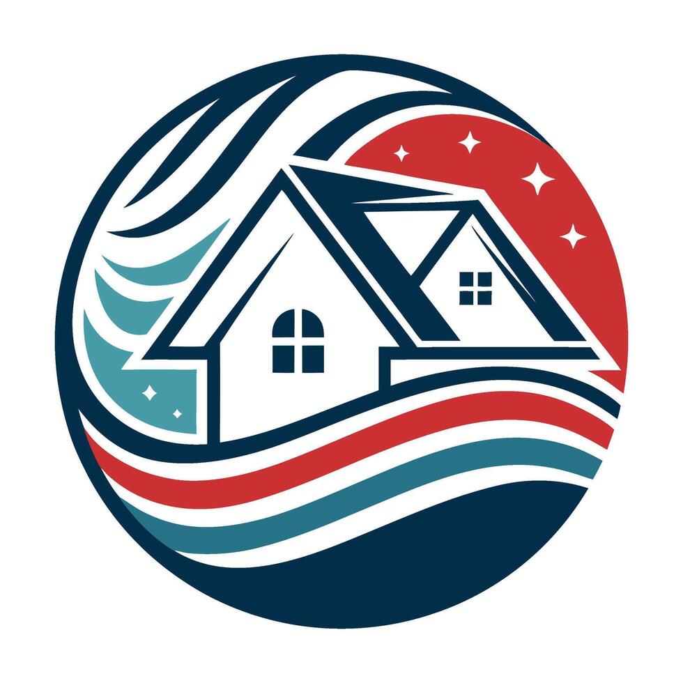 the house with stars and stripes on it vector