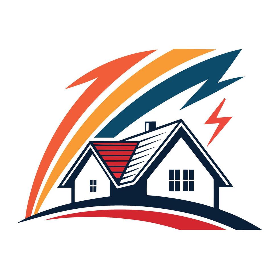 house with lightning bolt on top of it vector