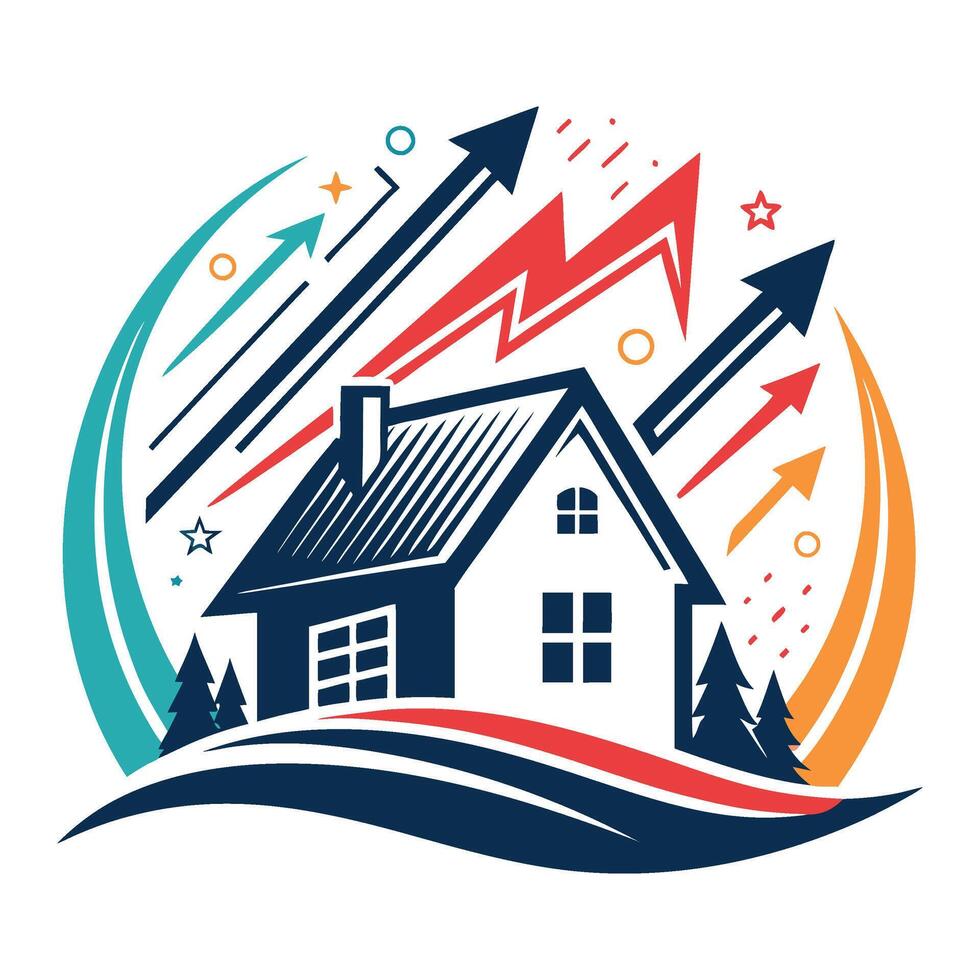 house with arrows and stars on it vector
