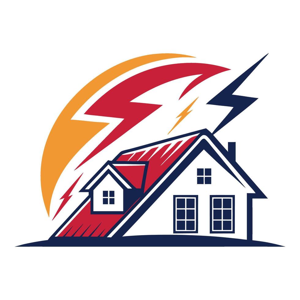 house with lightning bolt and thunderstorm on the roof vector