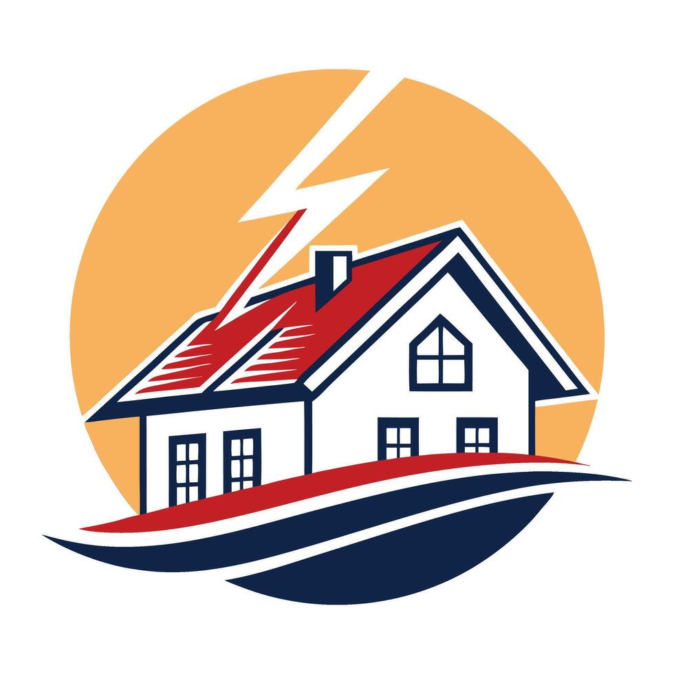 a house with lightning bolt on the roof vector