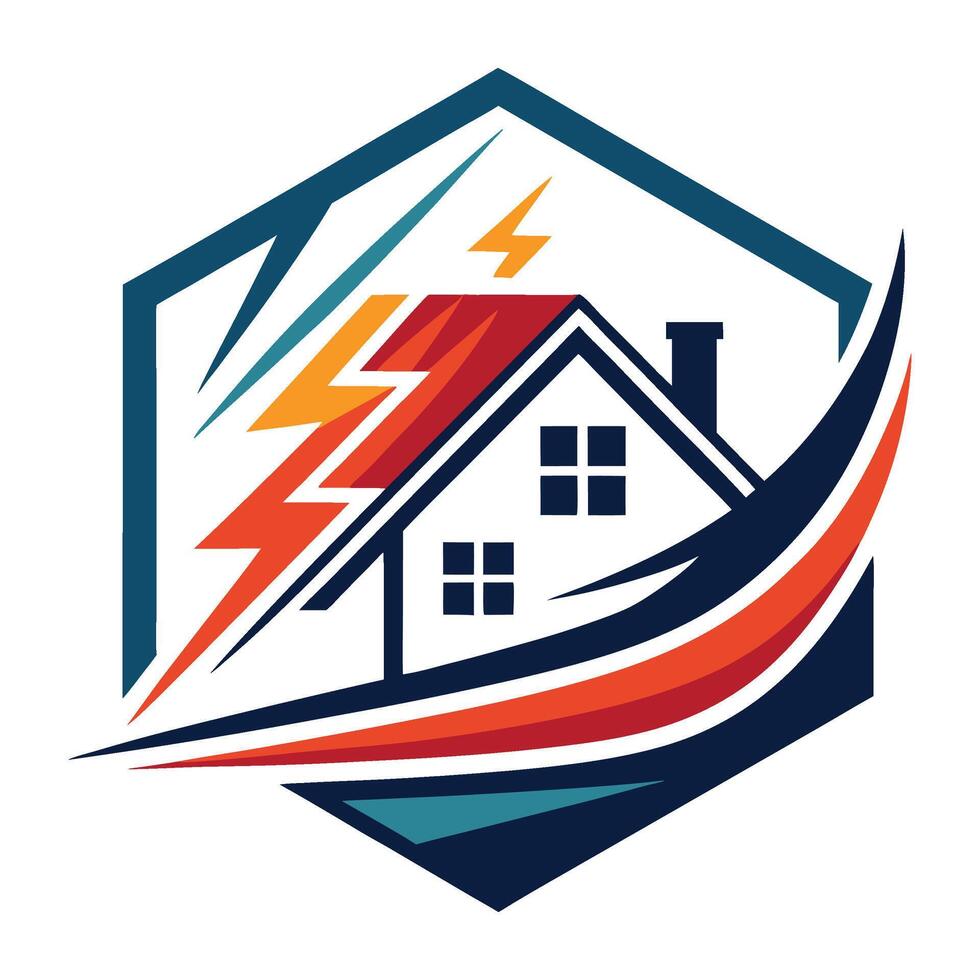 house with lightning bolt and lightning vector