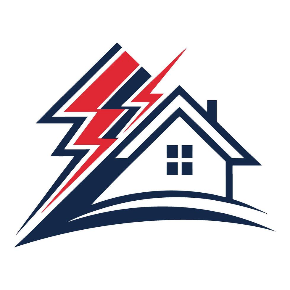 a lightning bolt and house with lightning bolt on top vector