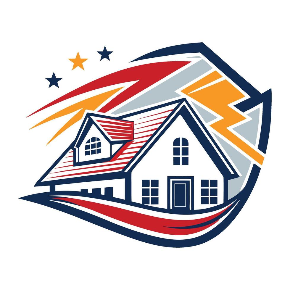 house with lightning bolt and stars on it vector