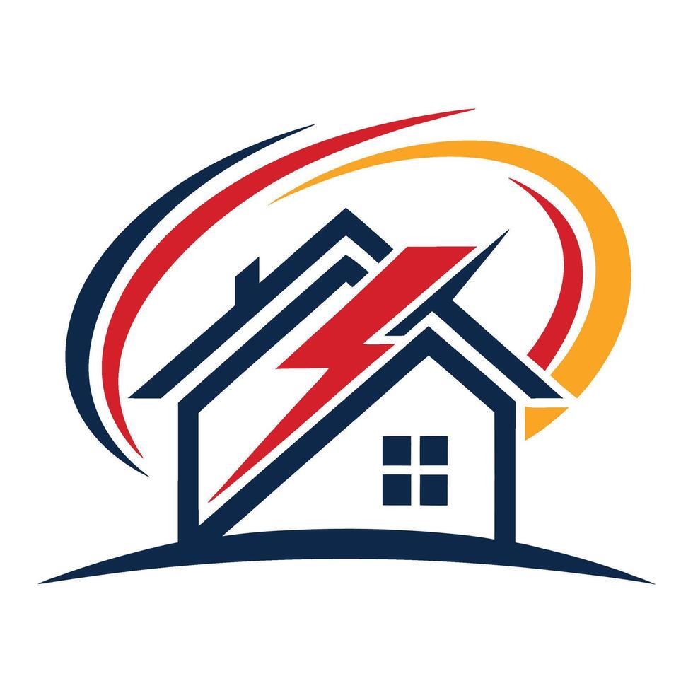 a house with lightning bolt on it vector