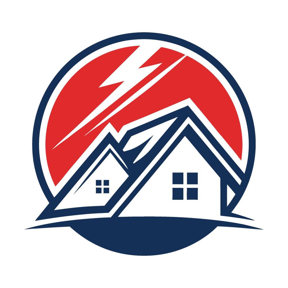 a house with lightning bolt on top of it vector