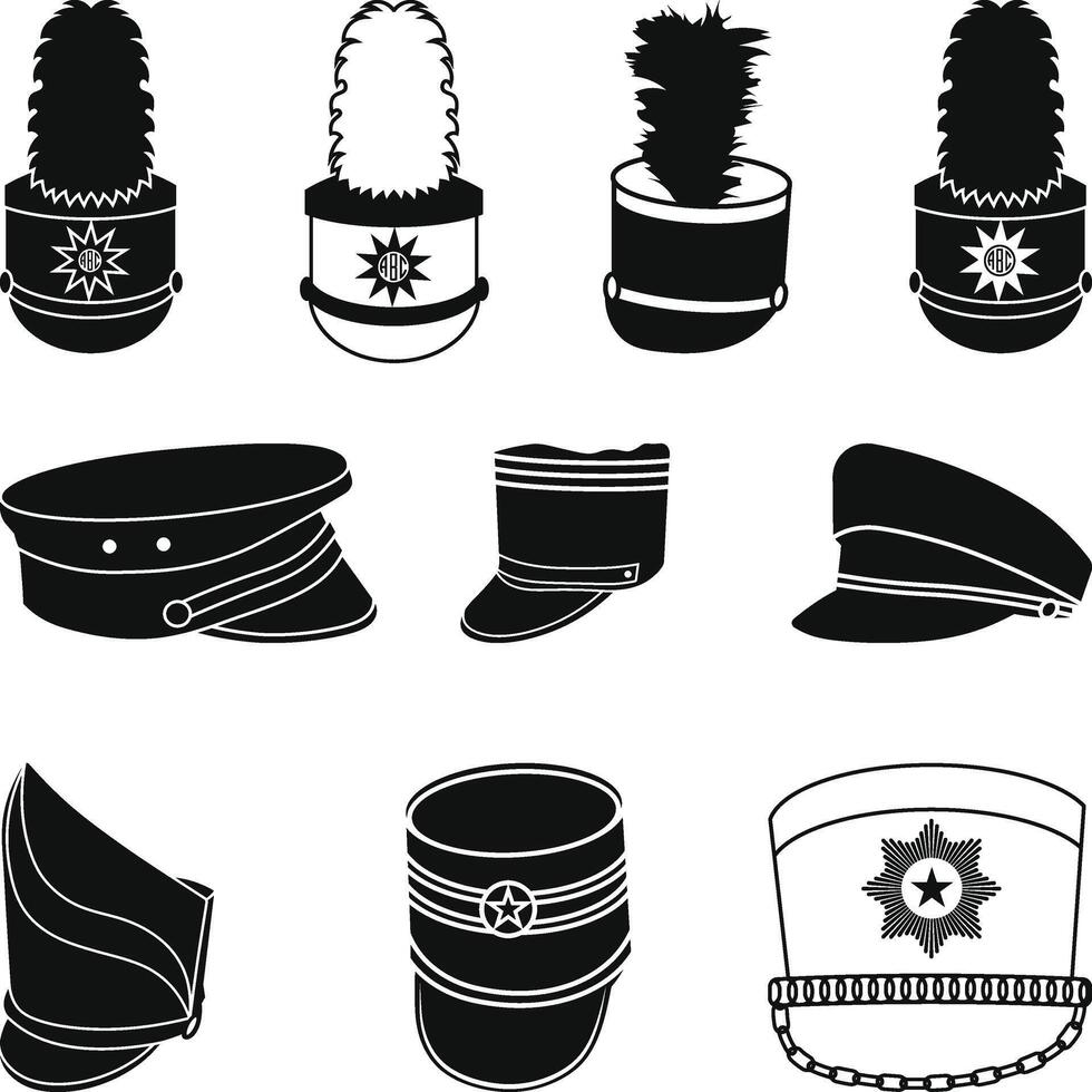 Marching Band Hat, Hat Band Silhouette Illustration, vector