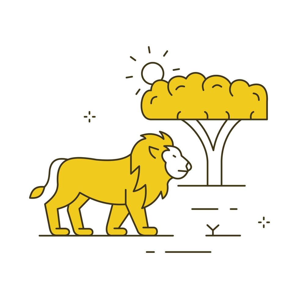 Savanna Wildlife Lion Icon Design vector