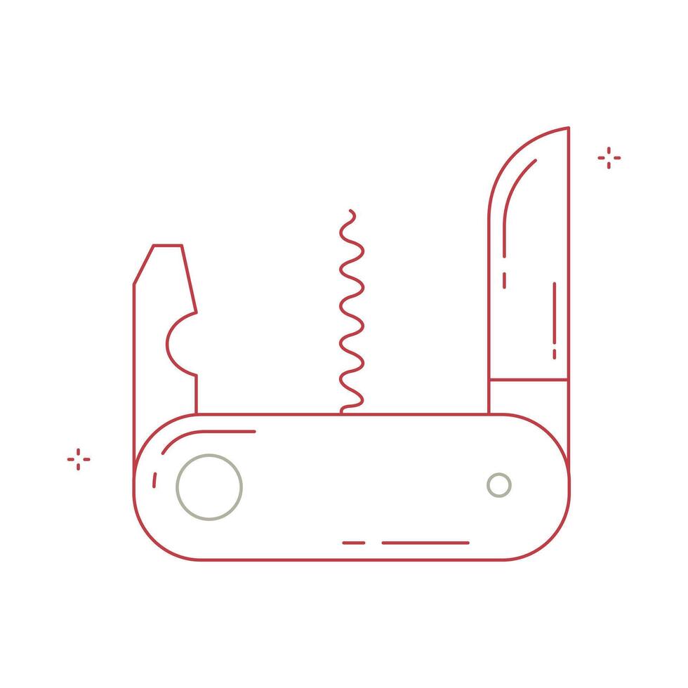 Folding Swiss Army Knife Illustration Icon Design with Editable Stroke vector
