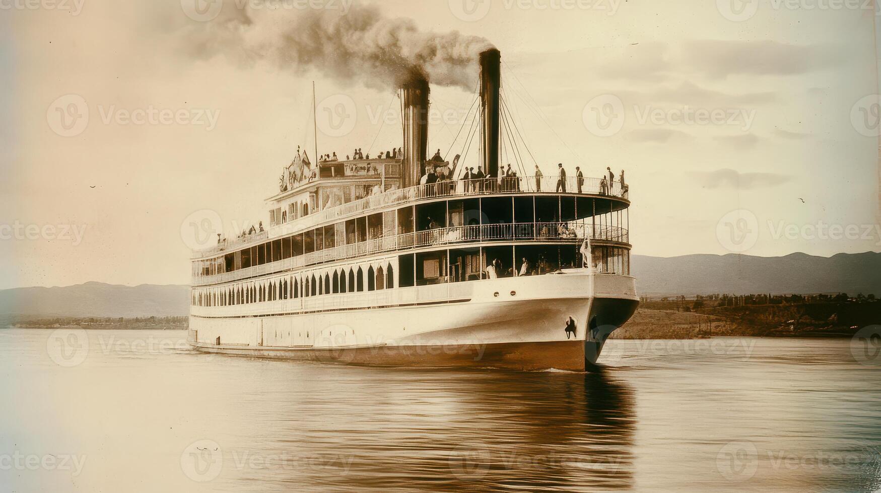 An old photo of a steam boat on the water