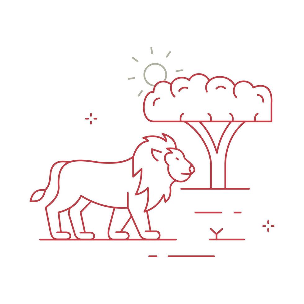 African Lion Wildlife Symbol Icon Design vector