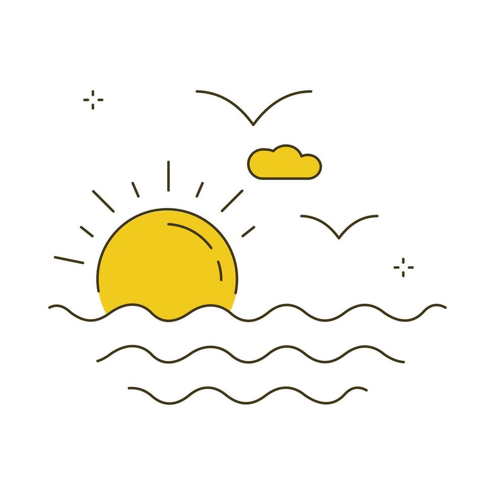 Scenic Sunset Horizon Icon Design vector