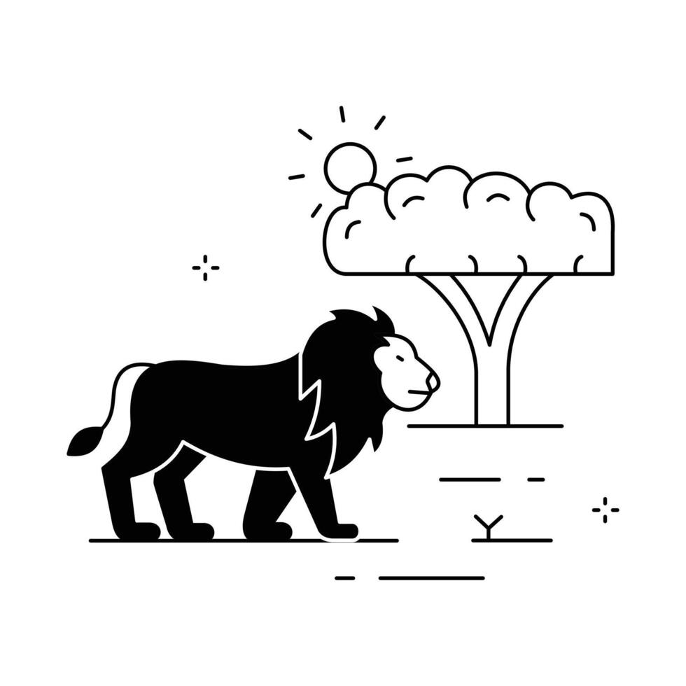 Savanna Lion Wildlife Icon Design vector