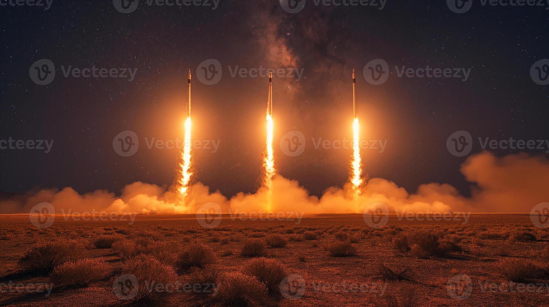 Launching Deadly Missiles in the Desert at Night photo