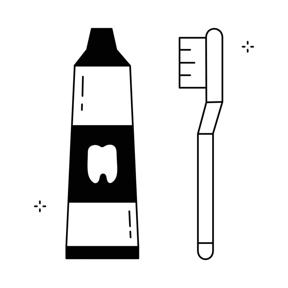 Toothbrush and Toothpaste Icon Design vector