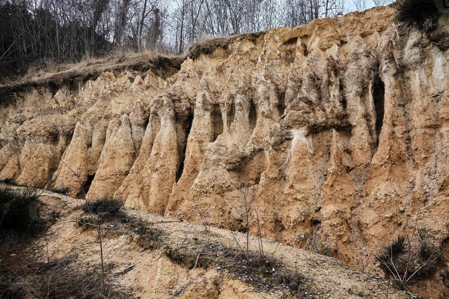 large gullies from clay soil erosion photo