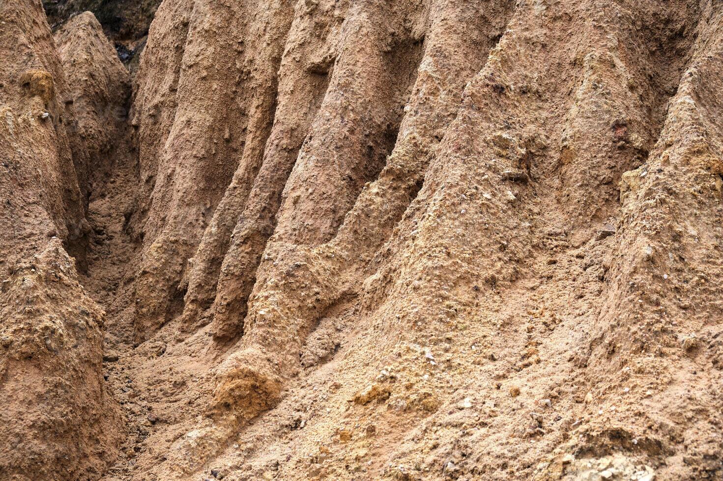 large gullies from clay soil erosion photo