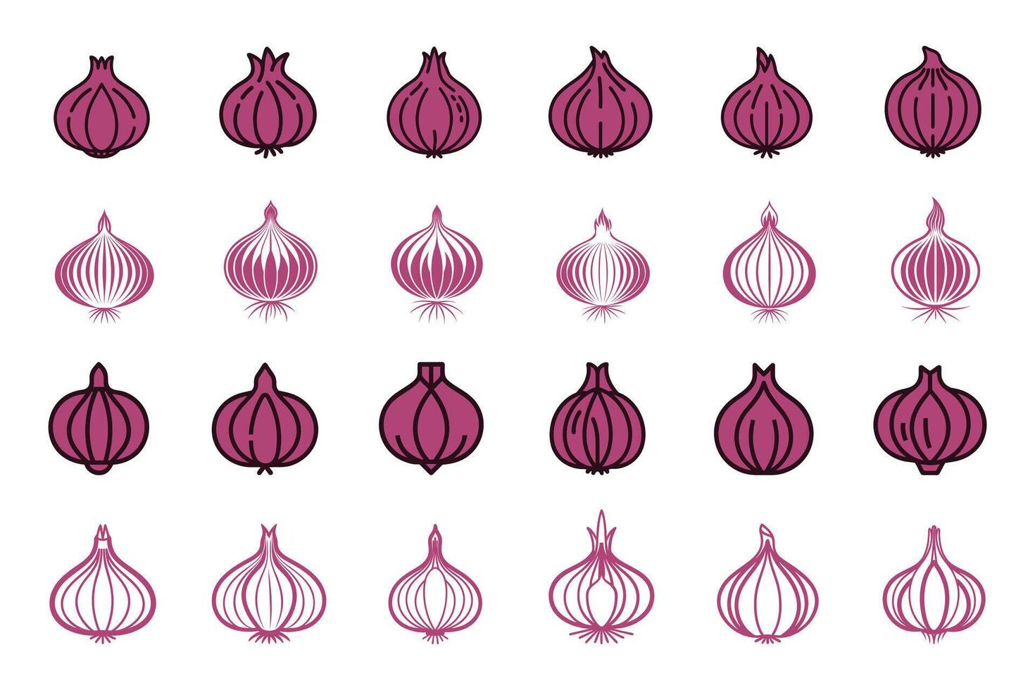 Flat Onion Silhouette Icons for Modern Design vector