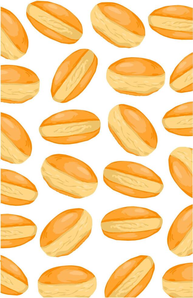Jelly jam filled donuts pattern on white background vector