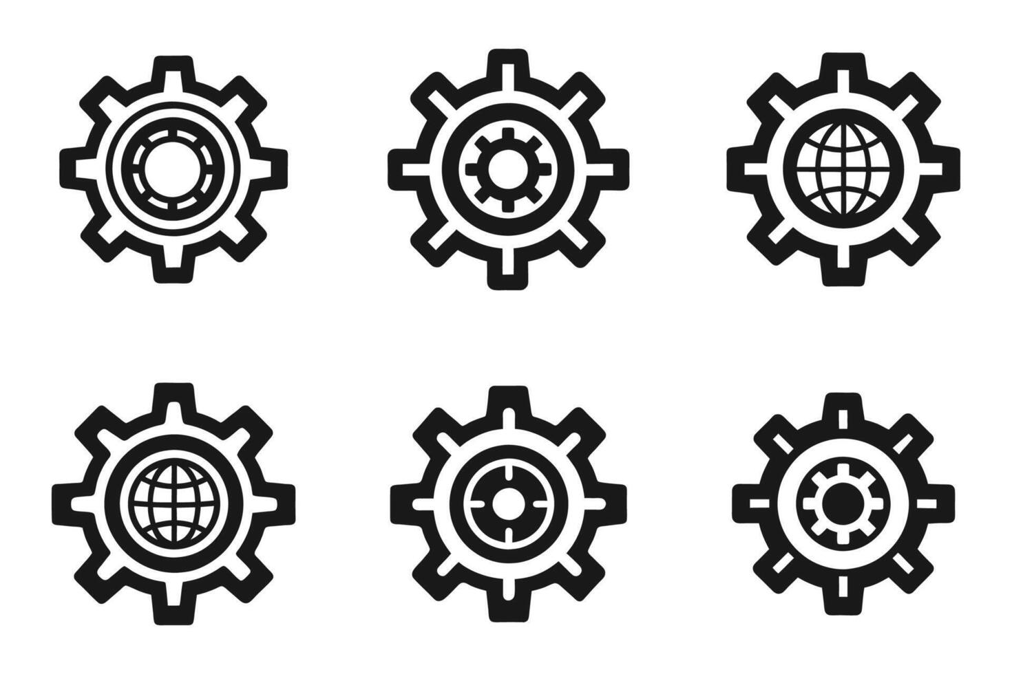 Settings Icon Bundle in Minimal Outline Silhouette vector