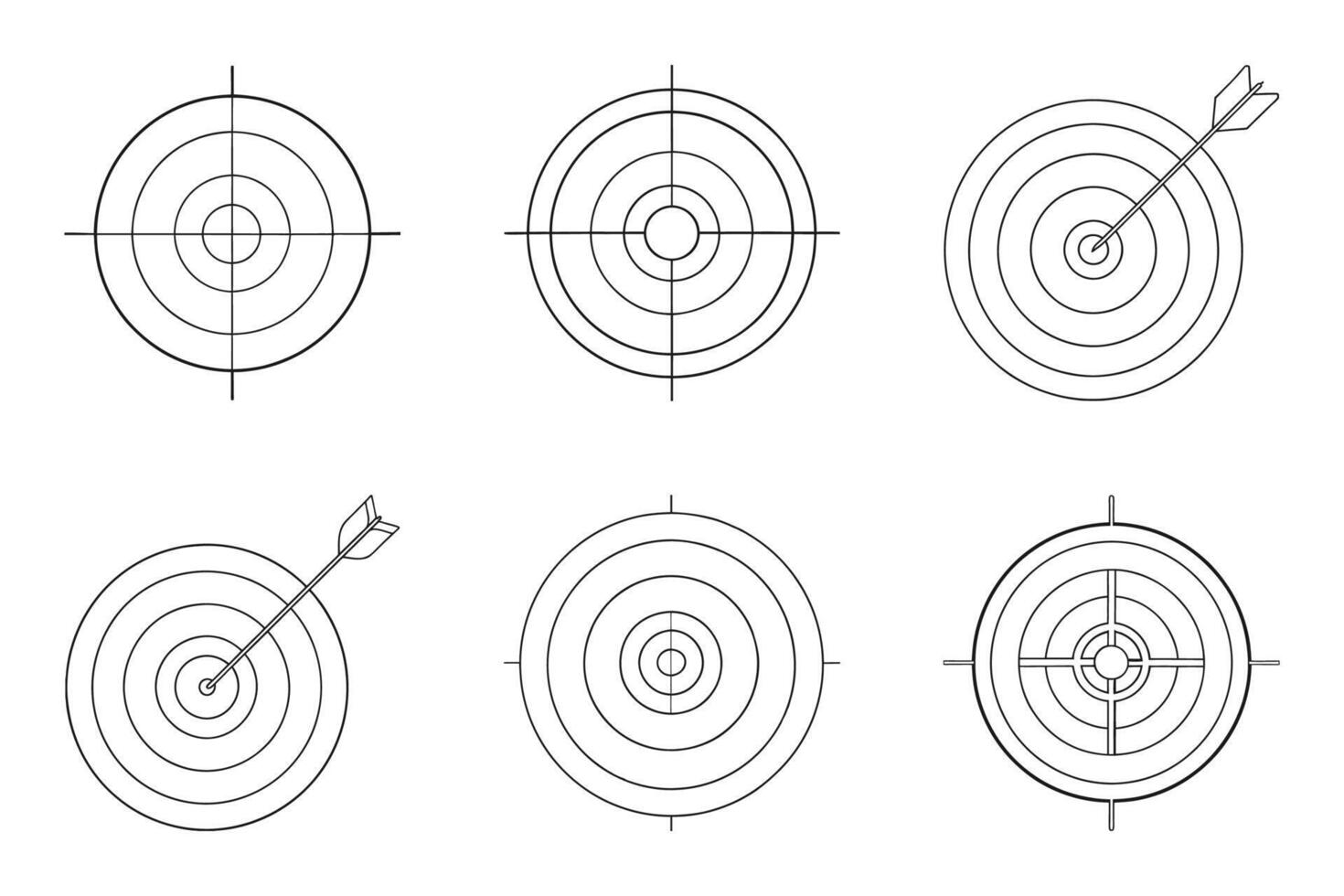 Modern Silhouette and Outline Target Icon Set vector