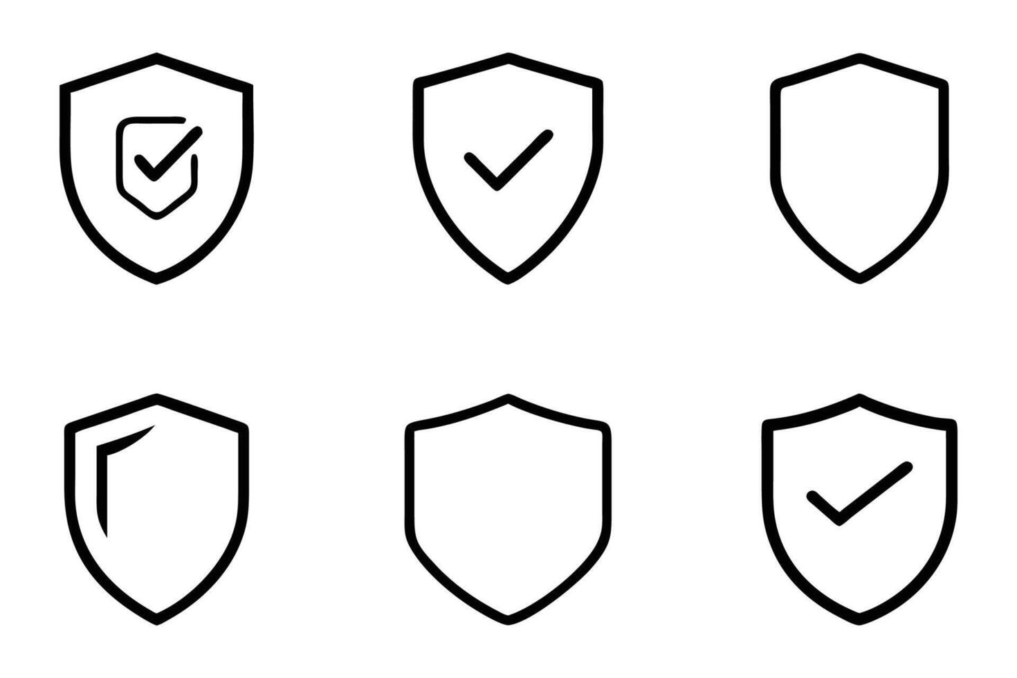 Shield Silhouettes in Minimal Outline Icon Collection vector