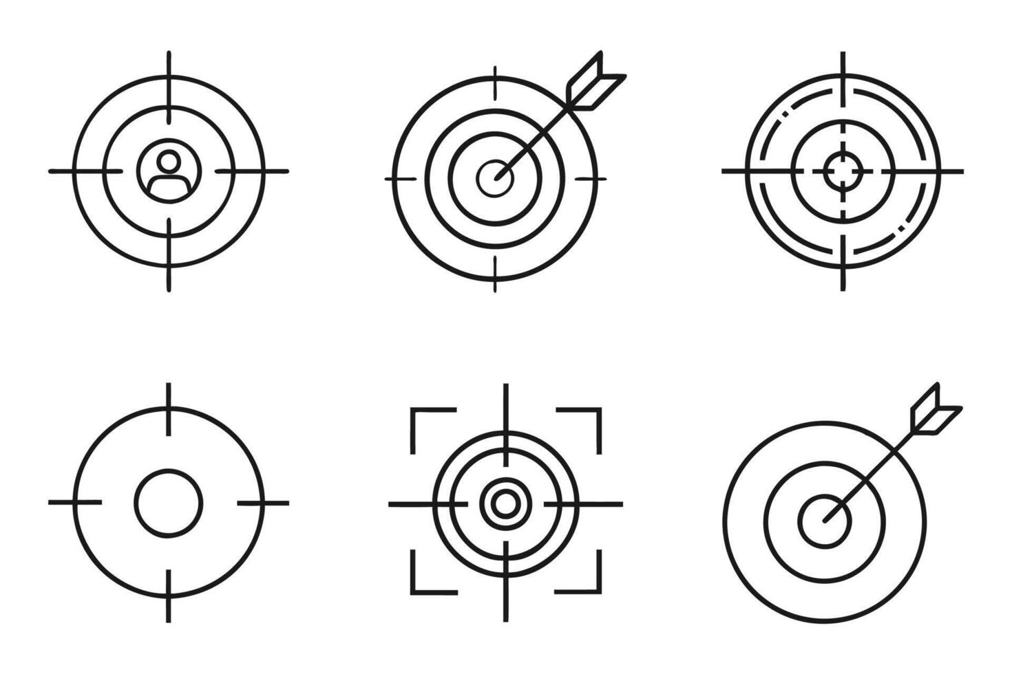 Outline Silhouette Icons of Target for Flat Design vector