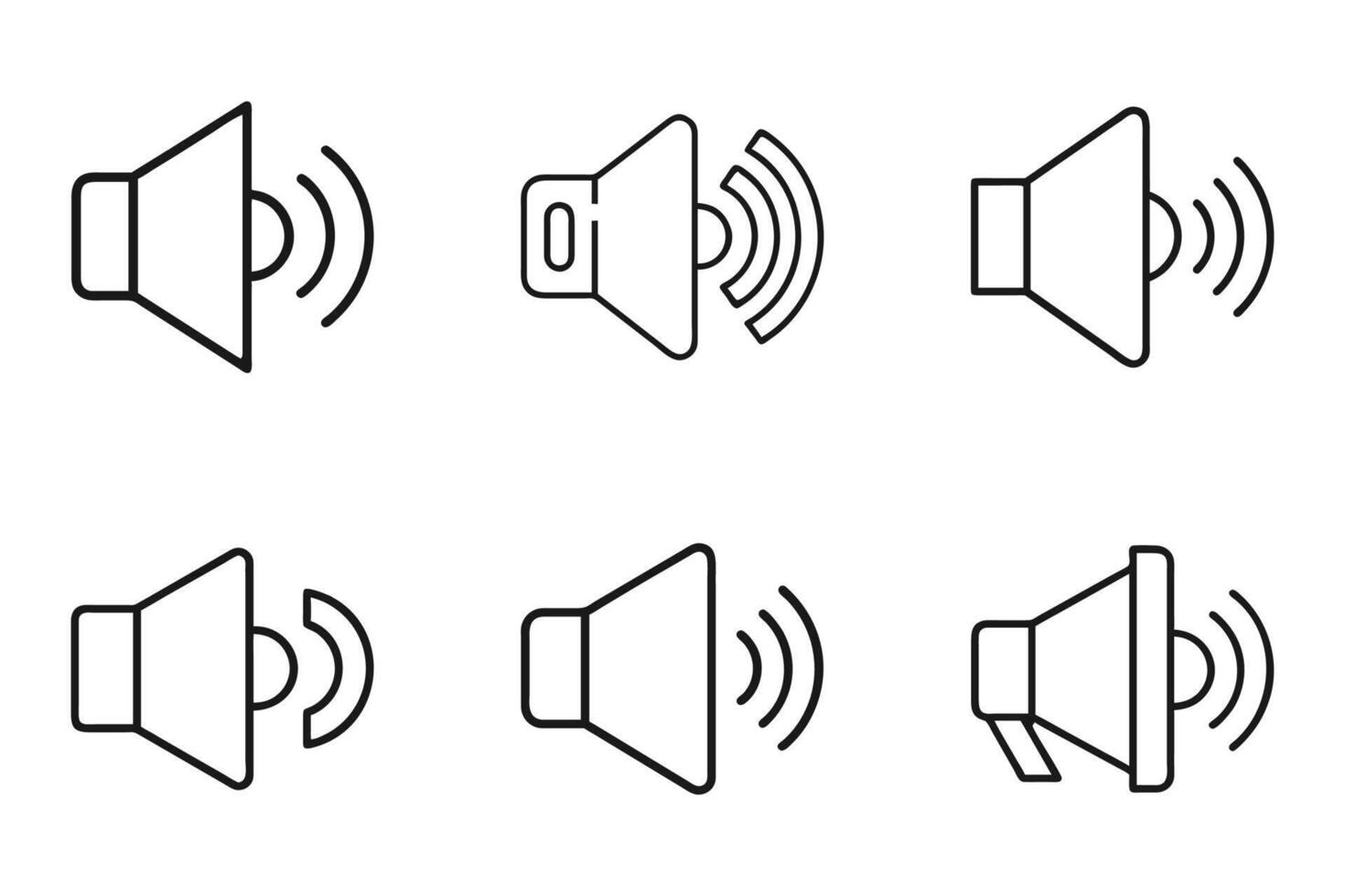 Minimalistic Sound Outline and Silhouette Icon Set vector