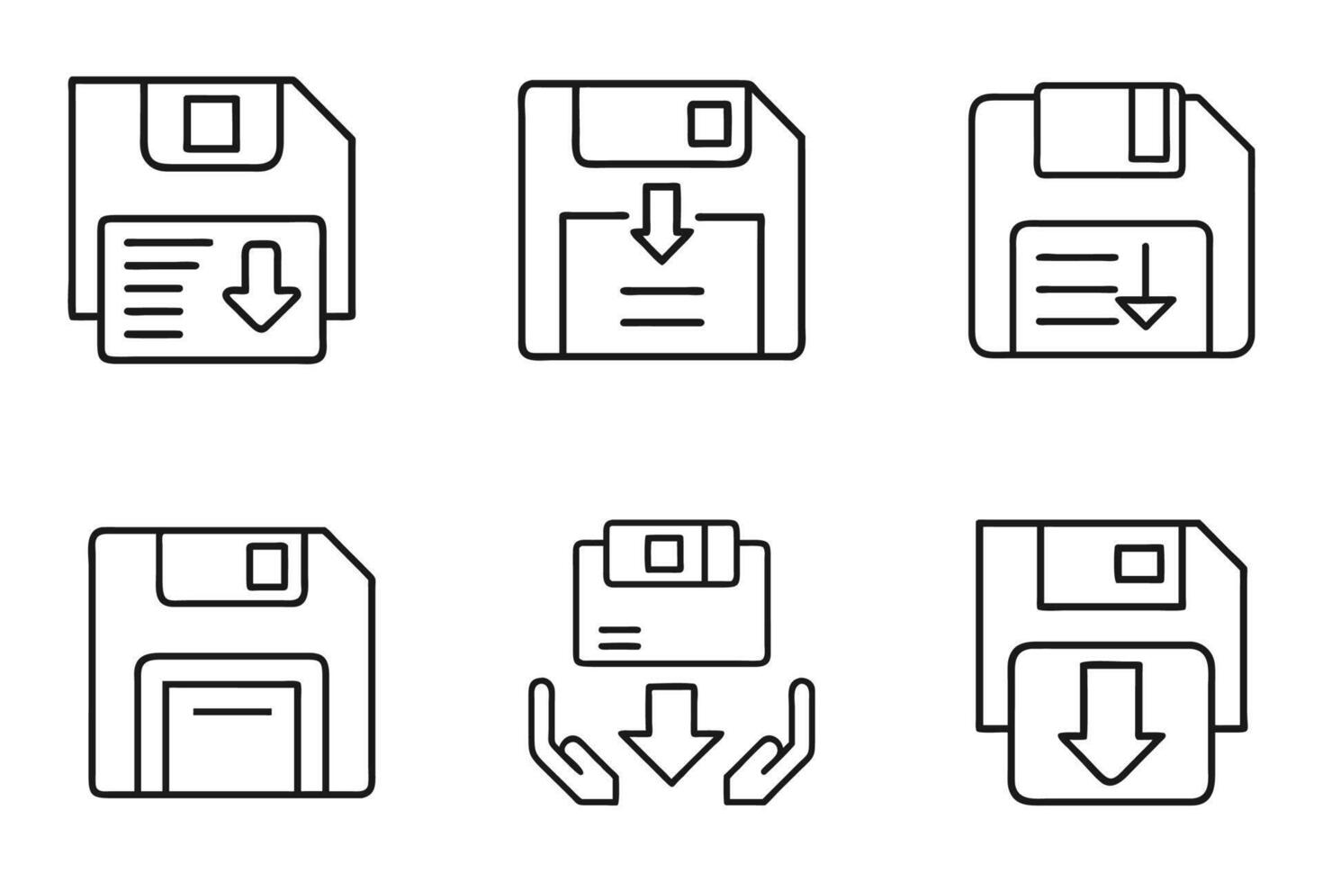 Minimal save outline icon collection vector