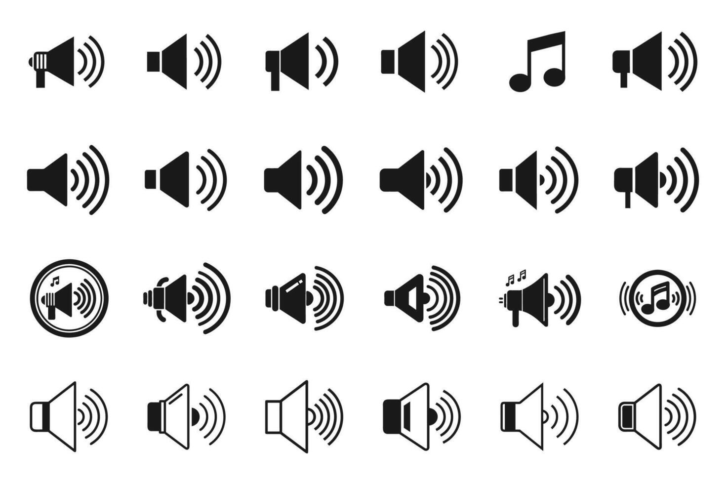 Outline Silhouette Icons of Sound for Flat Design vector