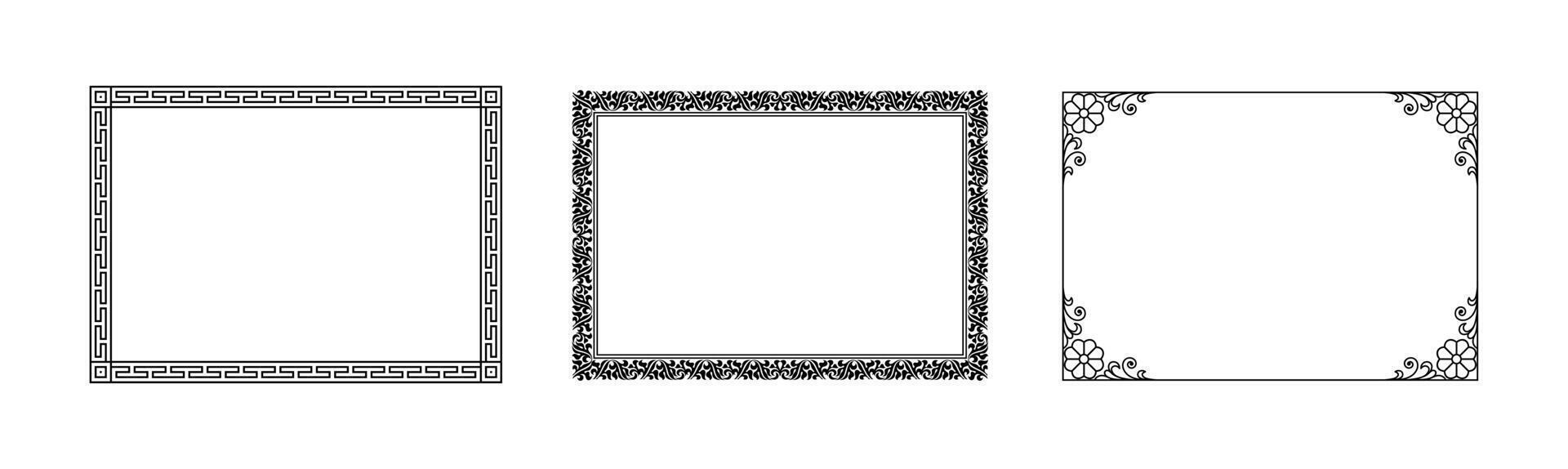 Set of Decorative vintage frame and border art vector
