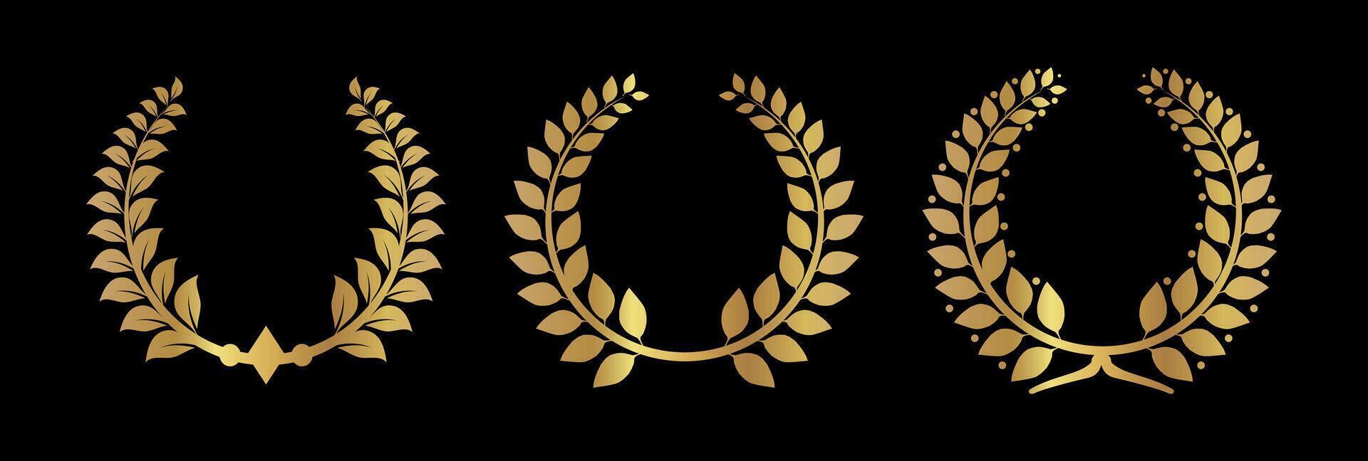 laurel wreath art illustration on gold colour vector