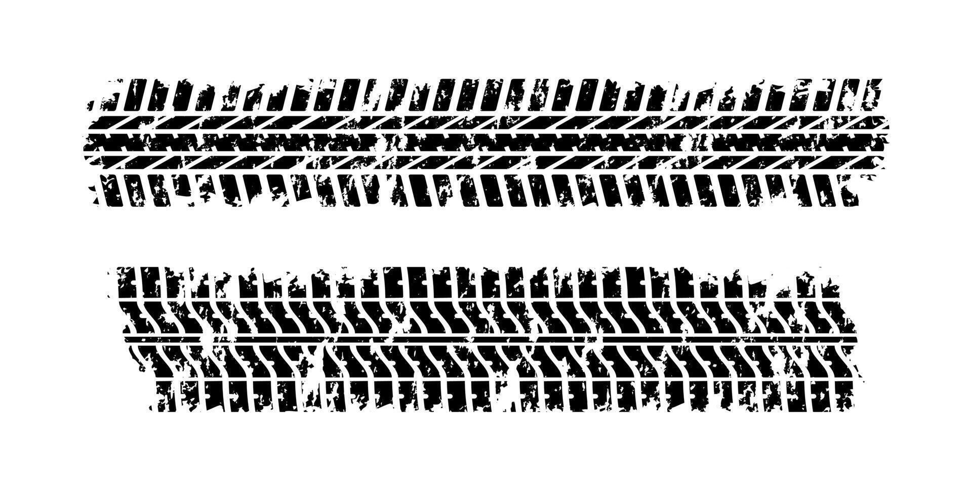 Set of detailed tire prints on black colour vector