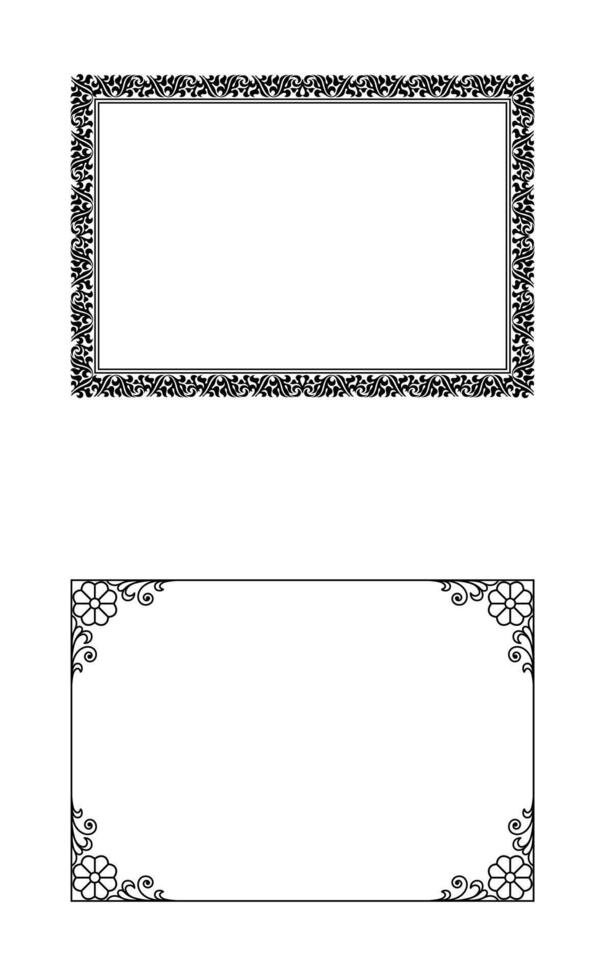 Set of Decorative vintage frame and border art on black colour vector