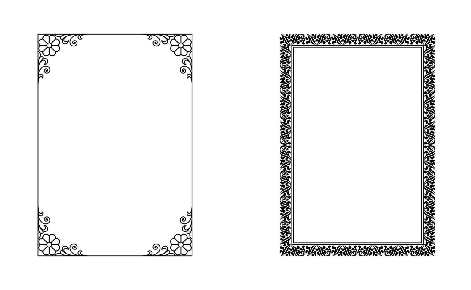 Set of Decorative vintage frame and border art on white background vector