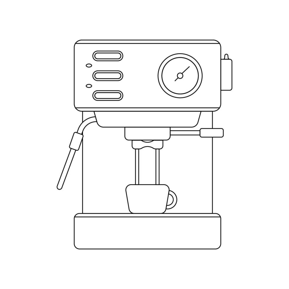 Coffee Machine Outline Icon Illustration on White Background vector