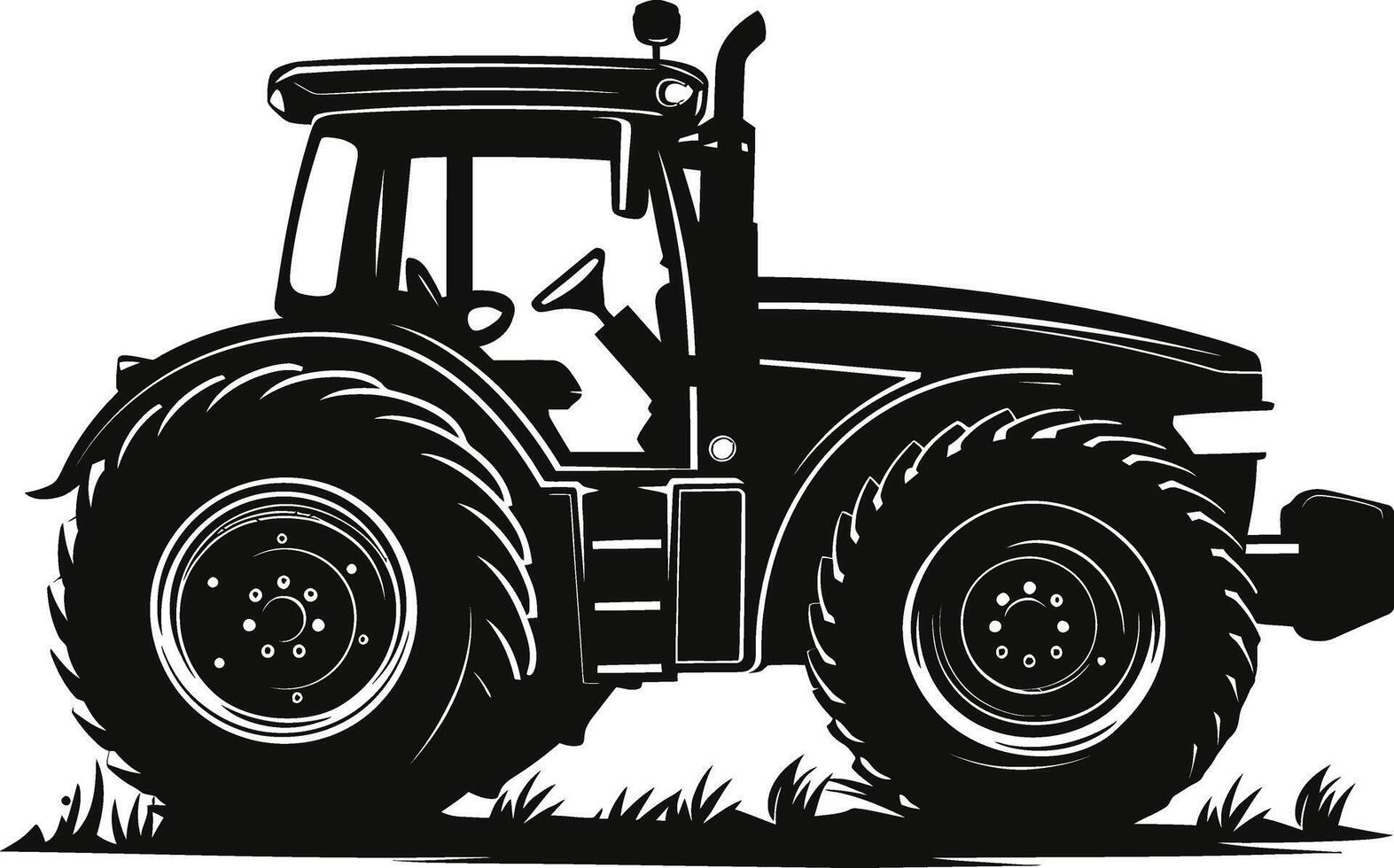 Tractor silhouette on white background vector