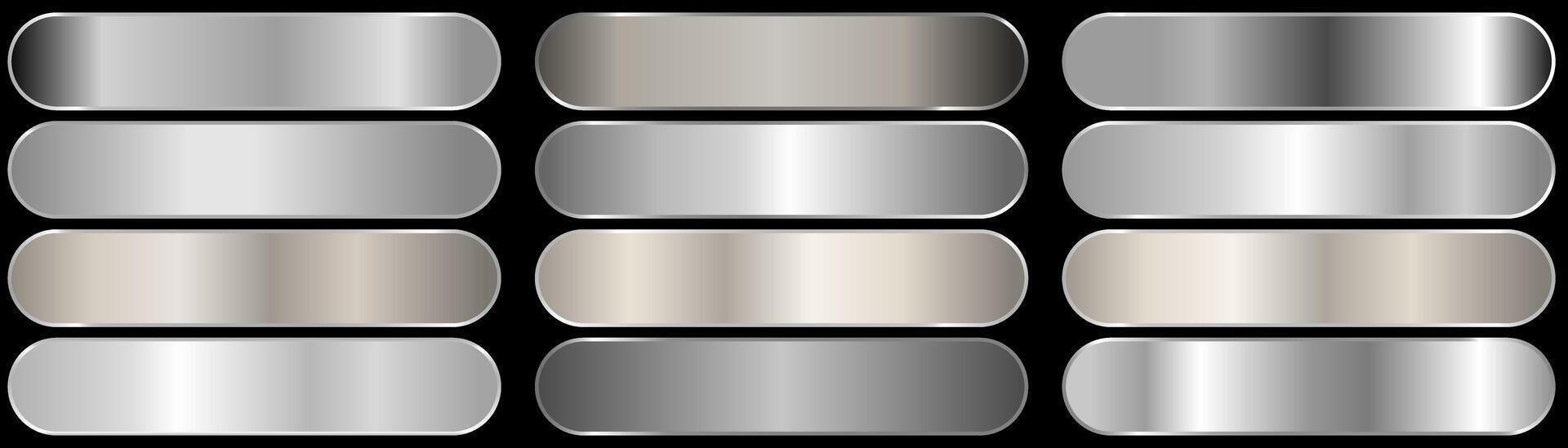 Silver foil texture background set Realistic silver gradient mesh High resolution vector