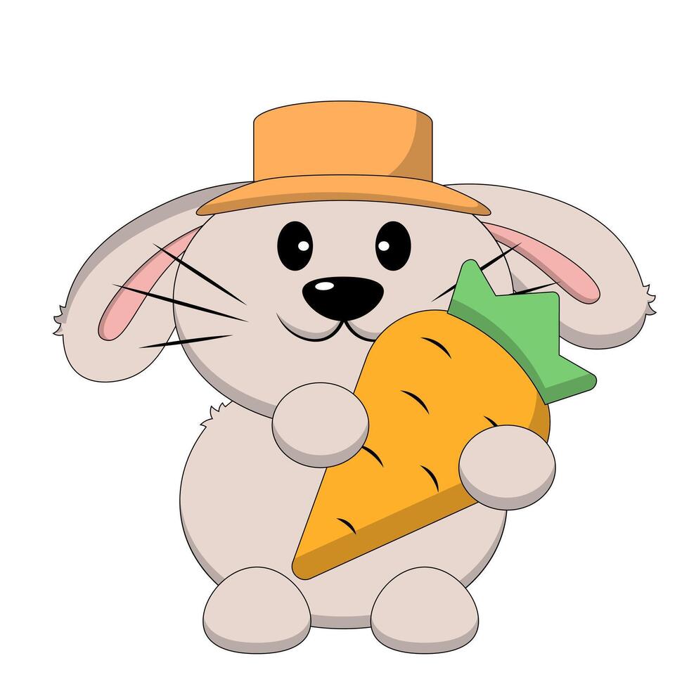 Cute Rabbit with Carrot in color vector