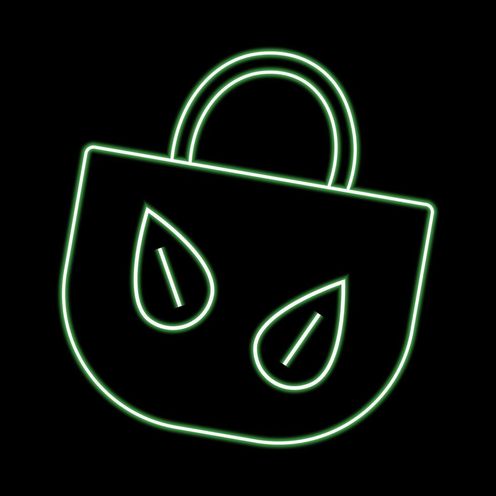 Ecology bag in neon effect vector
