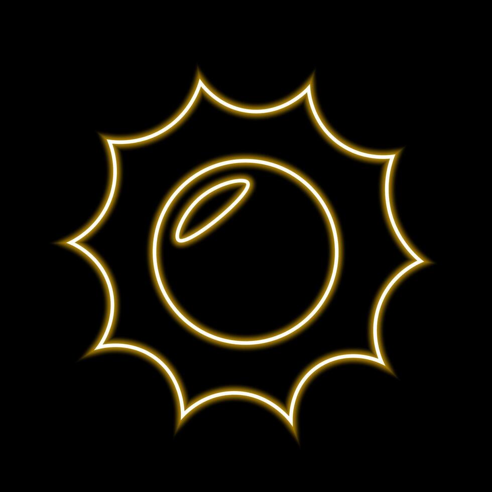 Sun in neon effect in yellow color vector