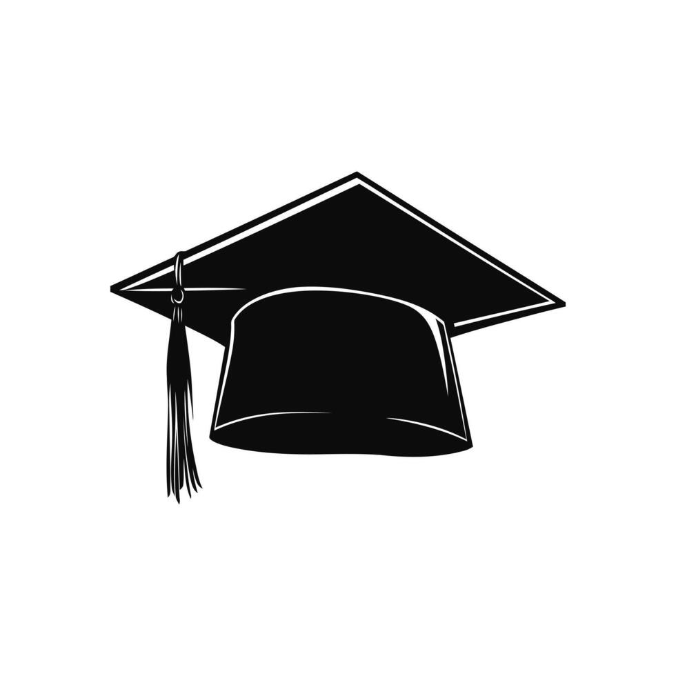 Graduation cap black silhouette on white background vector
